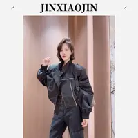 【JINXIAOJIN】新款欧货重工洋气百搭拉链短外套