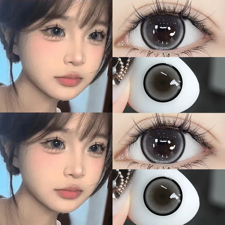 琪瞳半年抛珍宝珠灰色美瞳灰姑娘大直径狗狗眼隐形眼镜混血