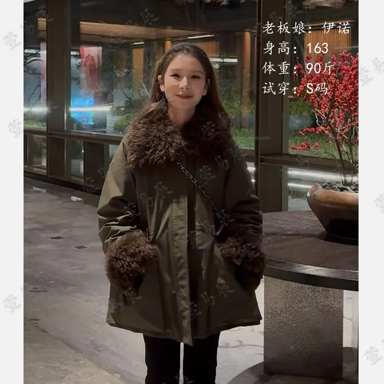 萱易展-90派克白鹅绒可拆卸澳洲进口羊毛领鹅绒服-120403