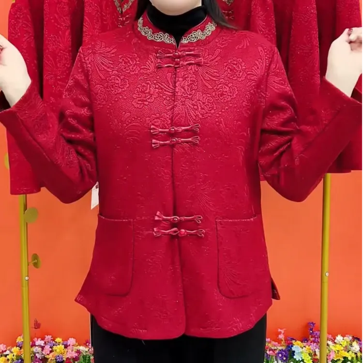 春秋时尚新款中国风长袖女士外套气质减龄显瘦妈妈装