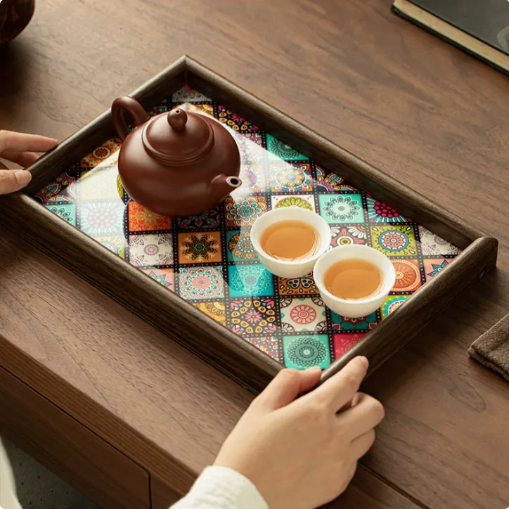 家用新款波西米亚风摆件托盘客厅创意置物盘珠宝首饰零食收纳盘