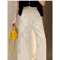 【毛球加绒裤】浮雕高级感气质阔腿直筒裤251360-1