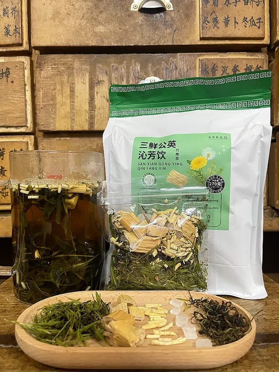 清热茶·三鲜公英沁芳饮·鲜芦根白茅根蒲公英淡竹叶降火养生茶