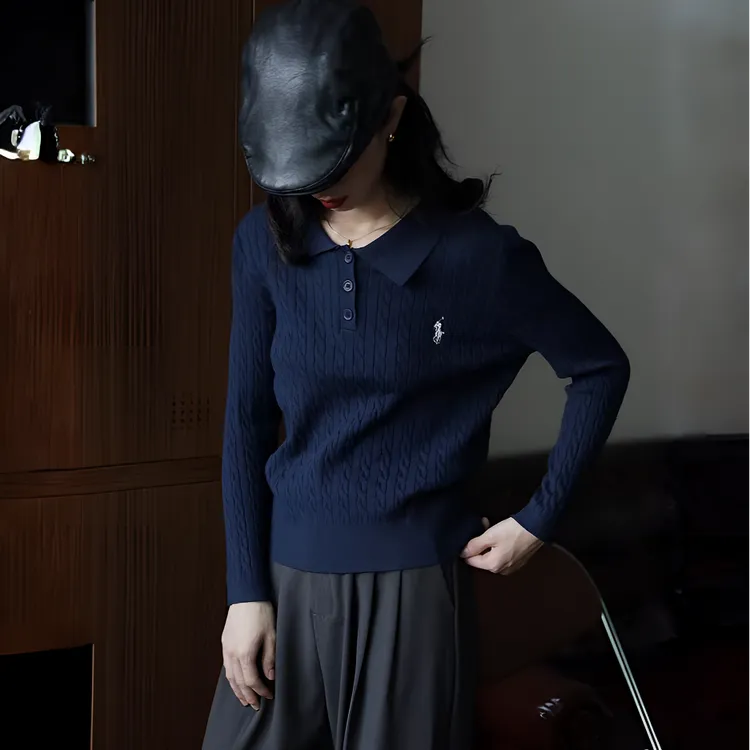 针织刺绣套头款水洗长袖毛休闲女装秋款痞帅炸街风女装