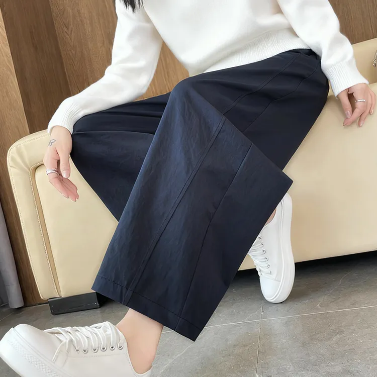 八分阔腿裤女春秋2025新款高腰垂感宽松休闲窄版直筒九分香蕉裤子
