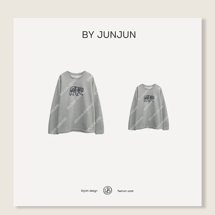 ByJunjun【字母熊】 珺珺私服定制韩国面料亲子圆领卫衣