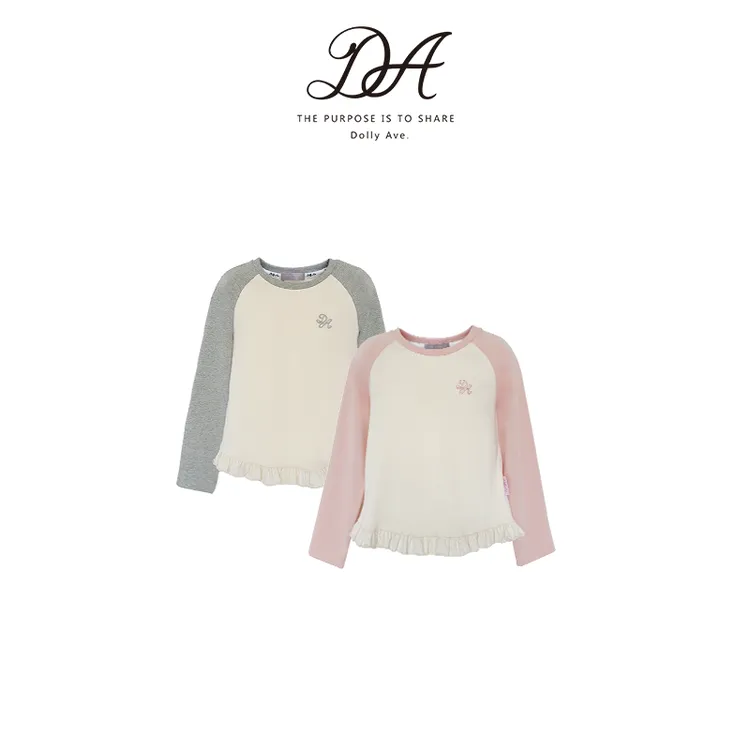 【现货】Dolly Ave 「少女系列」女童春夏欧若风纯棉插肩袖花边T恤