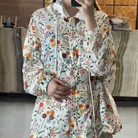 D50534女款四季通用碎花女士印花夏季宽松衬衫不起球上衣