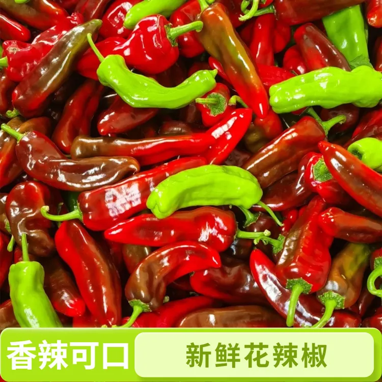 【新鲜花辣椒】混装皮薄肉厚椒微辣红辣椒虎皮椒牛角椒青红绿紫辣椒