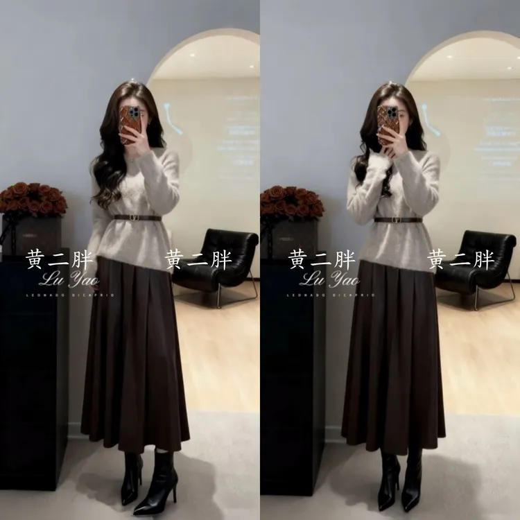 流行一整套2025秋冬季新款时尚洋气减龄韩版上衣半身裙两件套