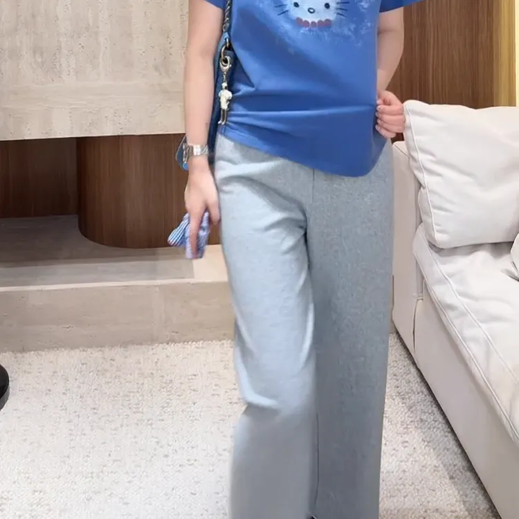 “ 小坡裤 ” 简约松紧腰休闲直筒九分裤裤子