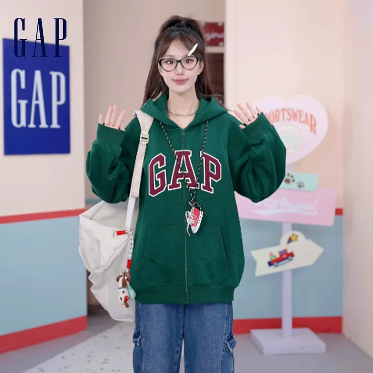 成毅代言Gap男女同款冬季抓绒宽松连帽拉链卫衣 DR 786376/609115