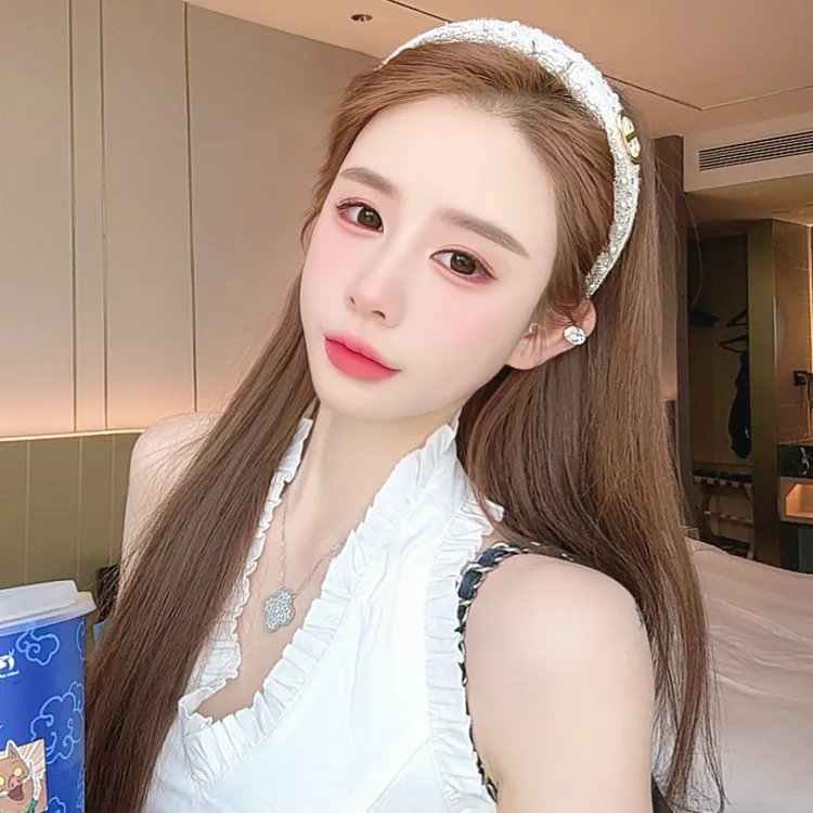 小香风珍珠纯手工发箍女高级感时尚气质头箍宽边头饰发卡潮