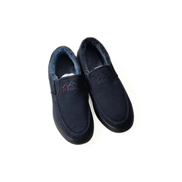 男士棉鞋保暖注压休闲套脚纯色布鞋加绒休闲加厚舒适软底防滑透气