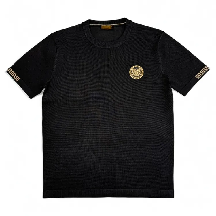 男士冬季针织圆领短袖1006修身潮流百搭时尚轻奢提花休闲男装半袖