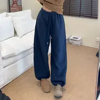 女款加绒 冬季松紧带澳粒绒 直筒保暖厚款 中腰显瘦休闲裤