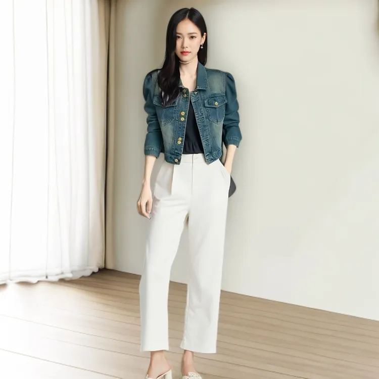 牛仔外套女春秋新款宽松显瘦减龄洋气法式时尚设计感短款夹克上衣