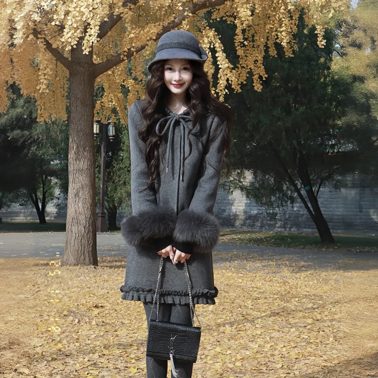 千金风法式气质名媛时尚套装冬季新款韩版洋气加厚外套半裙两件套