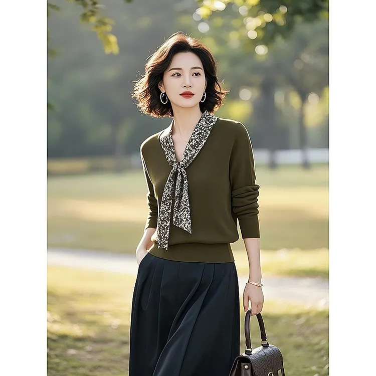 洋气欧货潮时髦超好看独特漂亮毛衣高端精致绿色针织打底衫女早春