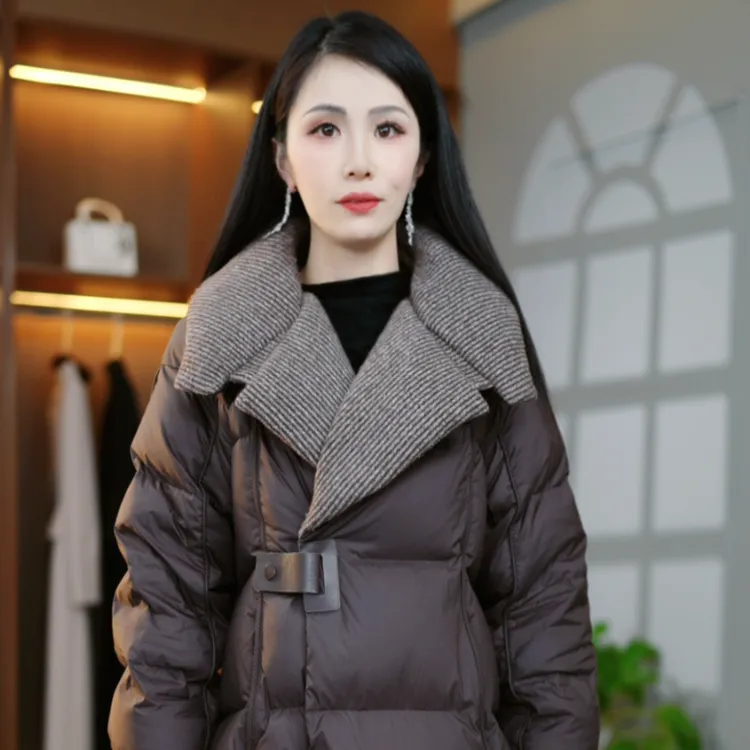 冬季高贵洋气优雅百搭大方减龄显瘦保暖白鸭绒羽绒服M-2XL