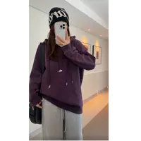 大婉酱微胖定制【灰屿酱紫】韩系百搭卫衣女秋季连帽显瘦上衣 2701D