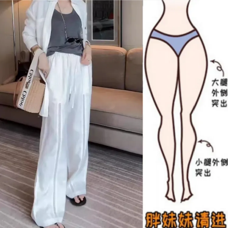 格洛森2025早春新款胖妹妹梨型身材休闲遮胯高腰宽松直筒阔腿长裤