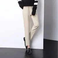 秋冬款女士星空软毛呢烟管直筒裤保暖加厚时尚高腰修身长裤1962