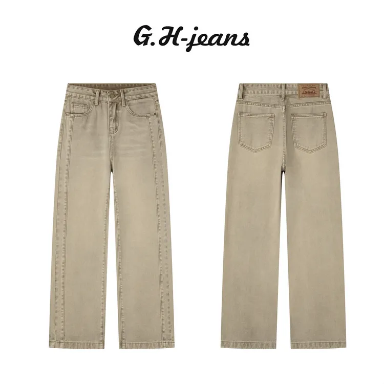 摩卡色-2025夏季新款美式复古美拉德风垂感休闲直筒牛仔裤女