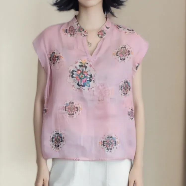 2025夏季新款时尚设计感小衫粉色减龄显白上衣LK2504116