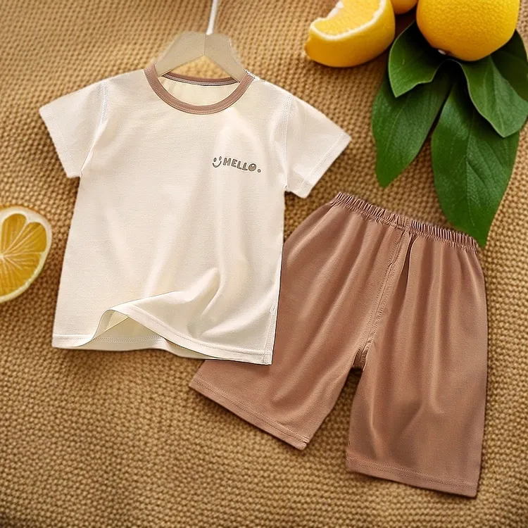 儿童夏季纯棉短袖套装男女童睡衣家居服中大童宝宝短裤空调服新款