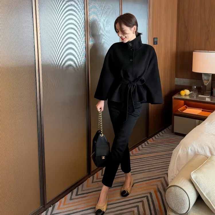 DIDI LAUREN“修容裤”简约修身显瘦款黑色九分牛仔裤