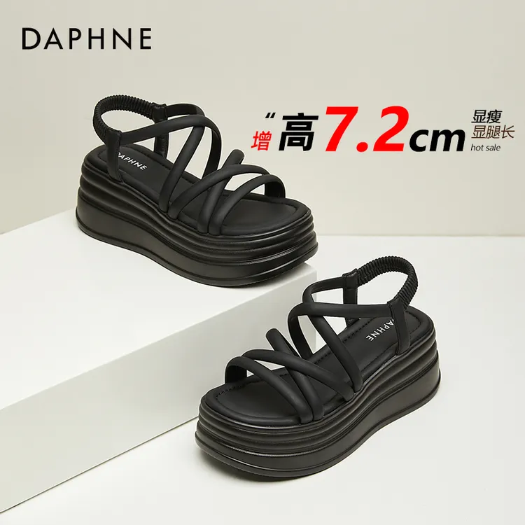达芙妮2025夏季新款爆款增高软底时尚松糕鞋厚底罗马凉鞋女款坡跟