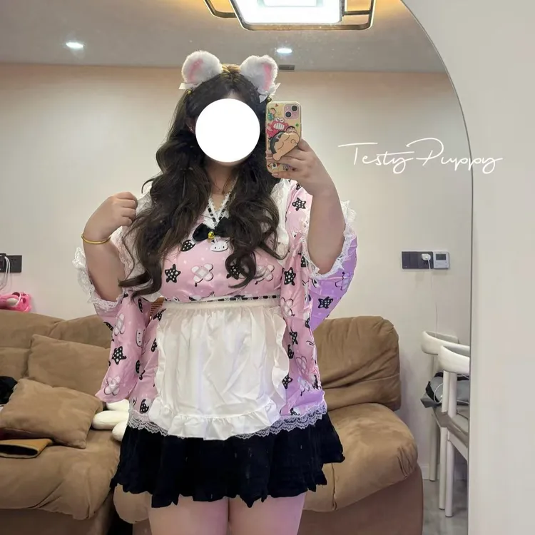 【难哄小狗】制服蕾丝蝴蝶结可爱二次元缎面贴身印花COS睡衣睡裙