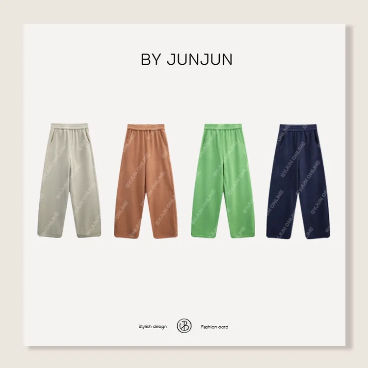 ByJunjun回馈颗粒 多巴胺色系松紧腰颗粒弯刀裤保暖休闲裤