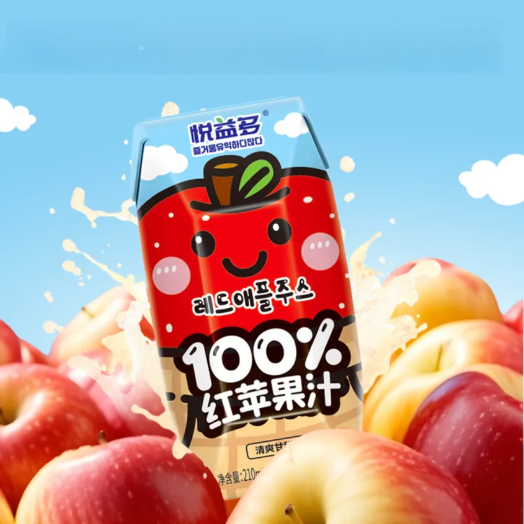 【达人专属】悦益多100%红苹果汁一整箱饮料宿舍囤货210ml*12盒