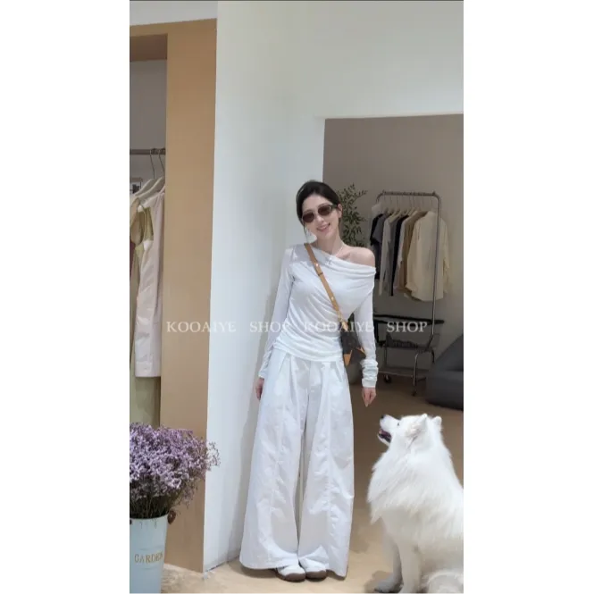 【心机面膜T】早秋新款韩系休闲显瘦气质设计款上衣(摩擦多会起球)