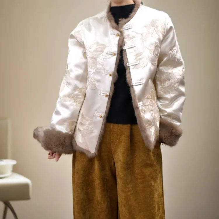 【悄然心动】冬季新款重工刺绣双面双穿新中式厚款外套