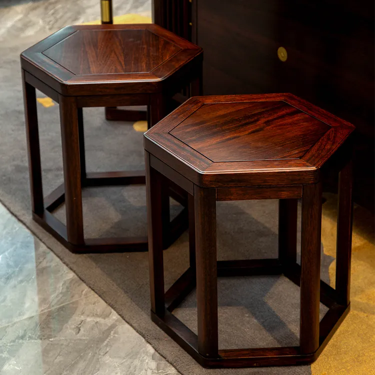 【木之秀-六角凳】家用商用实木凳子家用茶凳实木梳妆凳新中式小凳