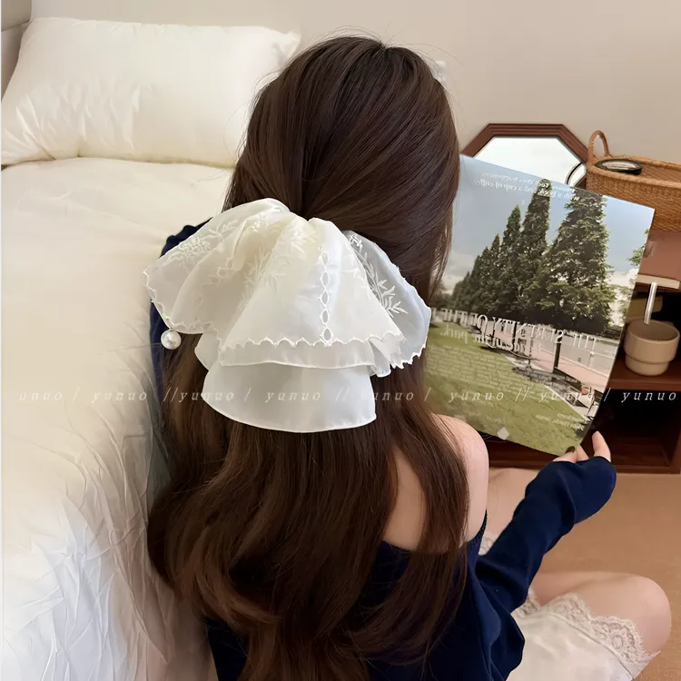 【刺绣花朵】超仙重工马尾抓夹高级感发夹气质时尚温柔简约百搭发饰