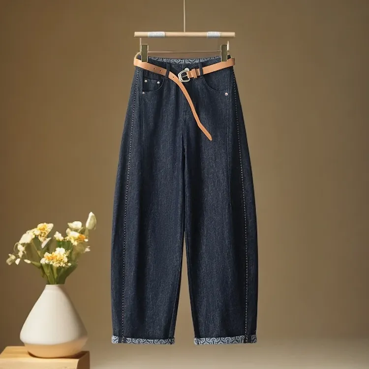 牛仔裤高品质痞帅炸街风洋气女装哈伦裤休闲裤高腰阔腿裤女小个子