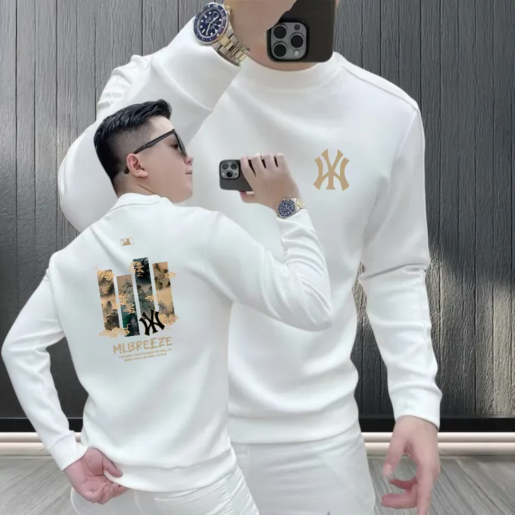 潮牌美式卫衣男士2025新款春秋冬季痞帅圆领长袖t恤男款加绒加厚