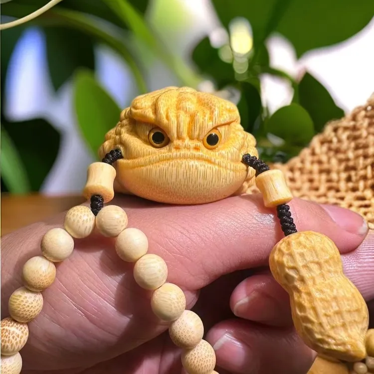 高货经典扁恶霸金蟾龙血金丝竹雕刻恶霸大金蟾把玩解压手把件