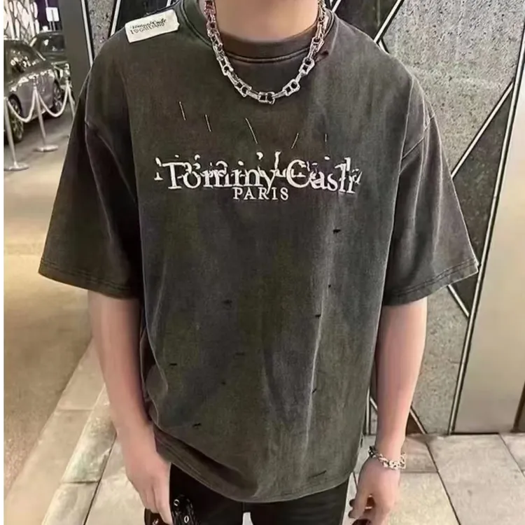 Tommy Cash联名款 水洗做旧破洞短袖