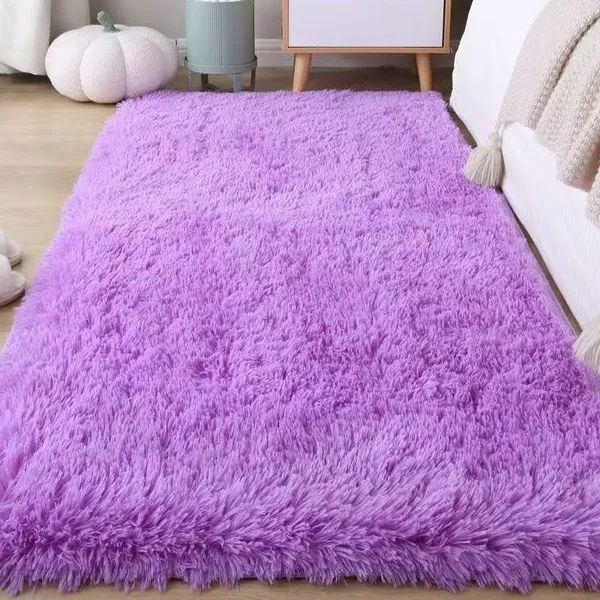 加厚长毛绒地毯卧室客厅床边满铺可水洗防滑地垫