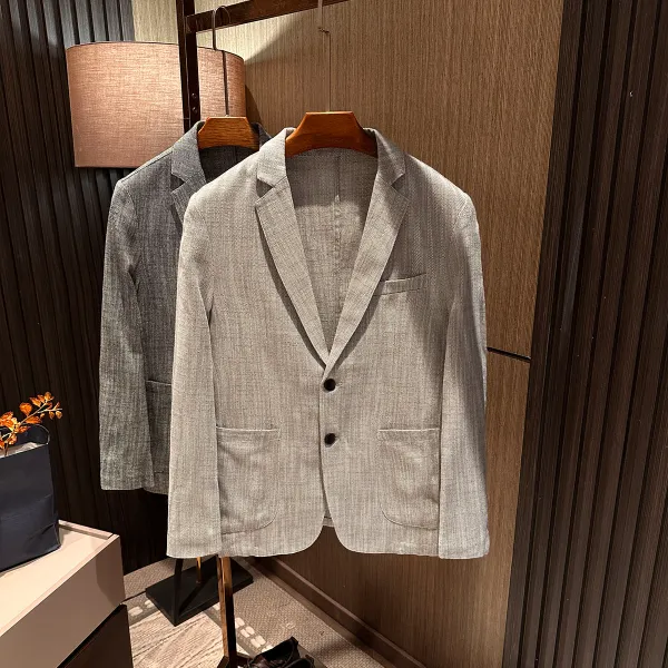 【老钱调性 立体裁剪】秋季新款男士复古高品质棉麻休闲西服西装