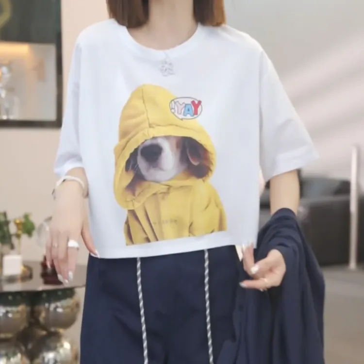 设计款潮流百搭休闲宽松短袖T恤上衣2025年夏季新款圆领显瘦上衣