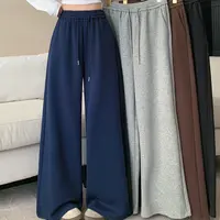 2025年大码女装秋季阔腿裤休闲裤高腰显瘦运动风长裤3772