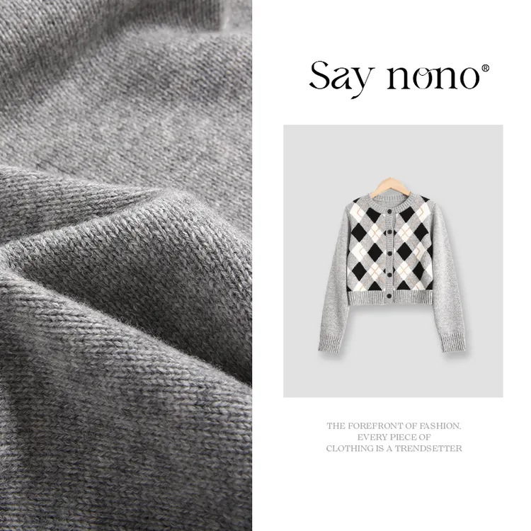 懒猫nono│Saynono 单排扣全羊毛圆领格子纹上衣/XXLML8820