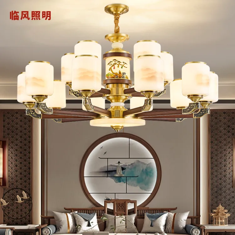 新大气轻奢福禄餐厅大厅灯具复古最新款新中式吊灯客厅灯客厅大灯
