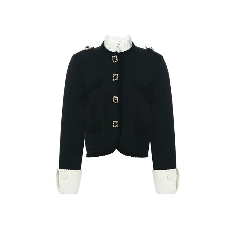 LeFame/拉飞姆拉飞姆2025秋新款黑色经典针织开杉女LF24Q00ZM113